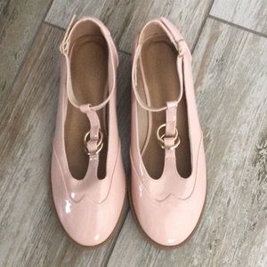 ASOS design pink patent leather shoes